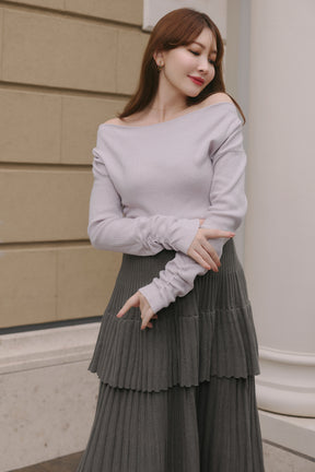 Soft Pleated Tiered Knit Dress