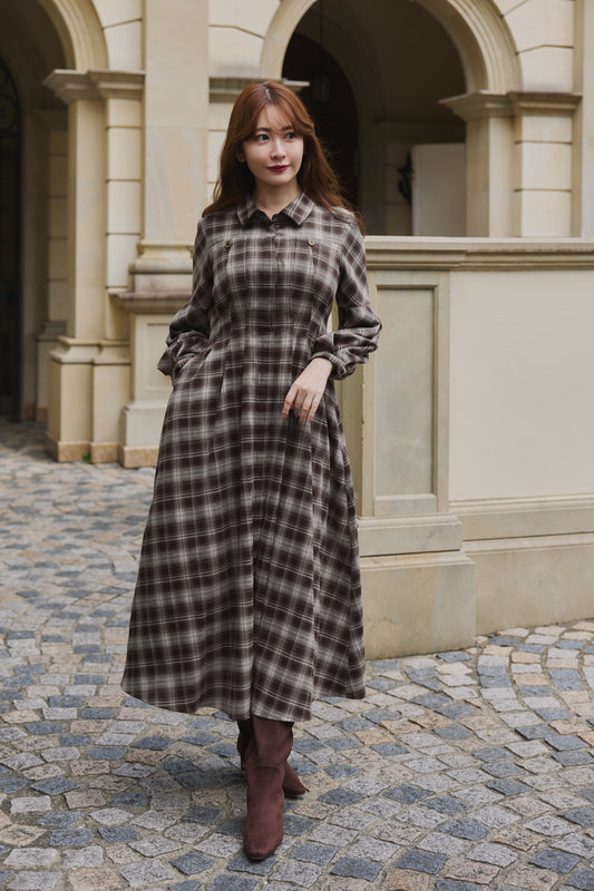 Marion Plaid Shirt Dress