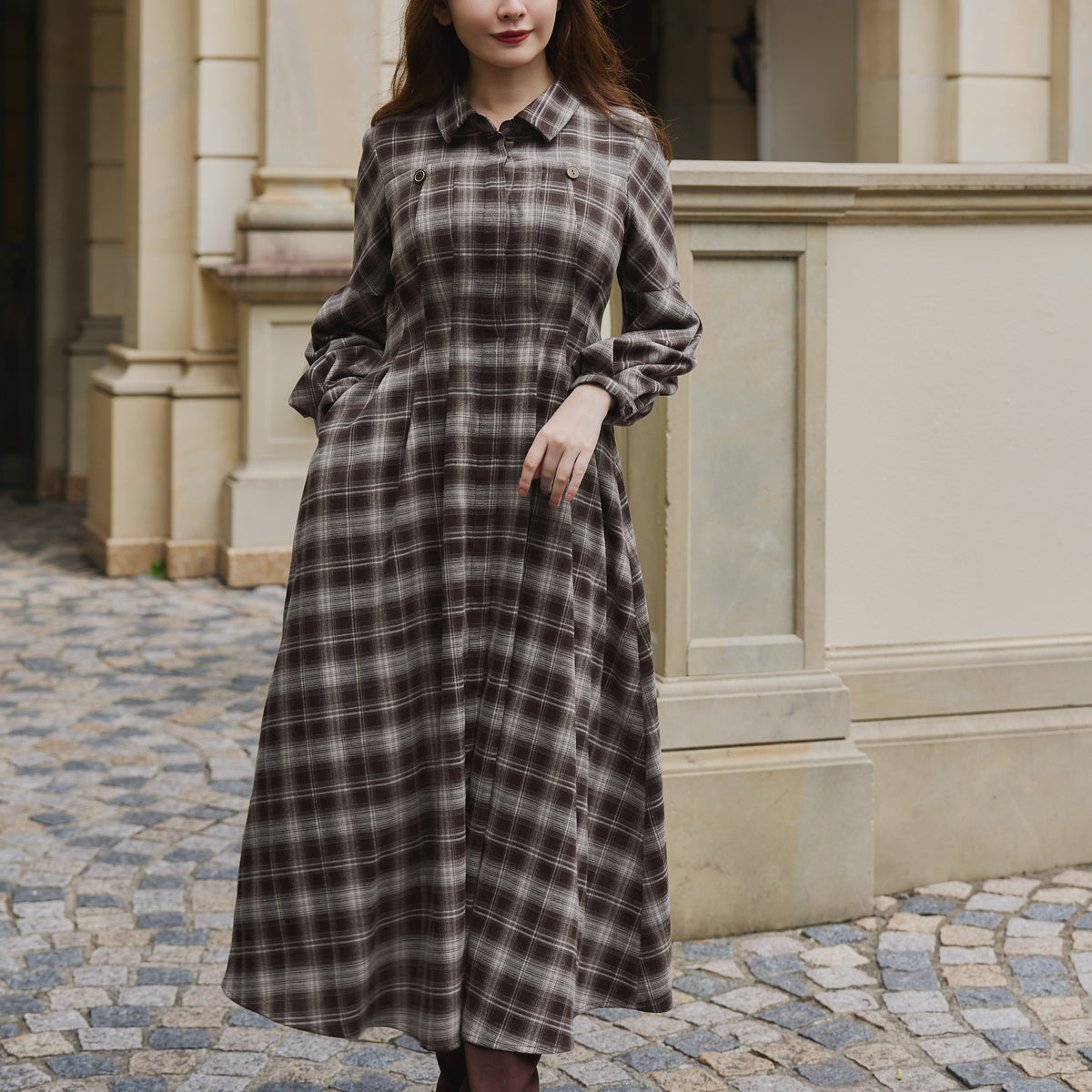 Marion Plaid Shirt Dress