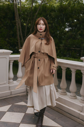 【10月下旬発送】Wool Rever Layered Cape Coat