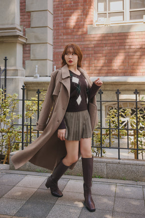 【11月上旬発送】Wool-Blend Rever Trench Coat