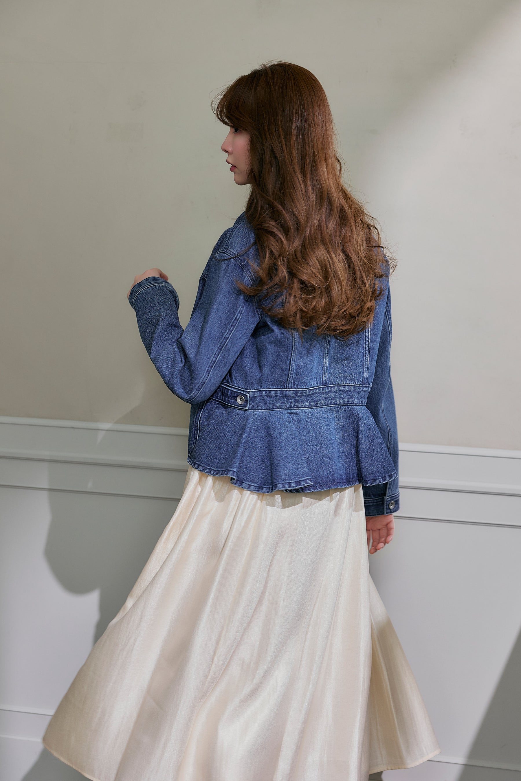 Peplum Back Denim Jacket