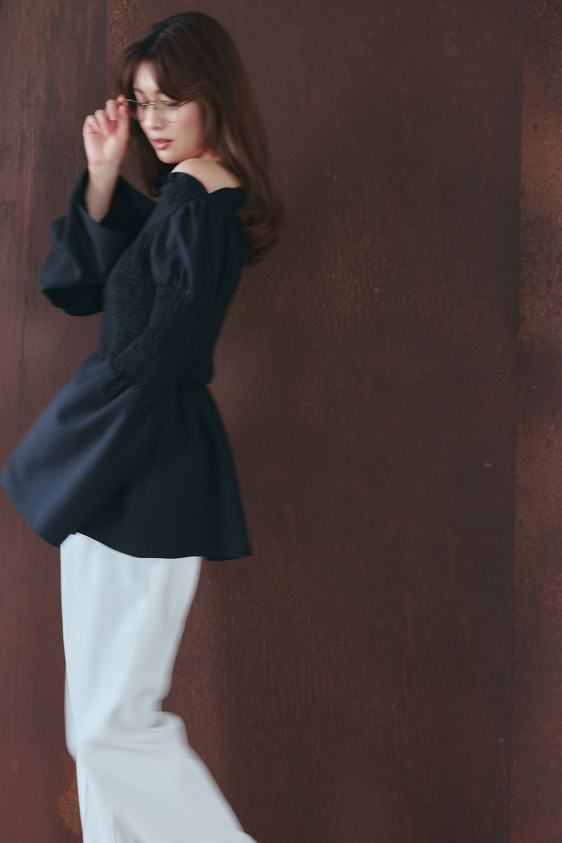 ［Essentia］【新色】Checked Flared Peplum Top