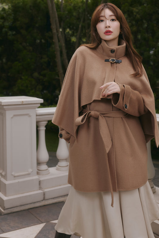 【10月下旬発送】Wool Rever Layered Cape Coat