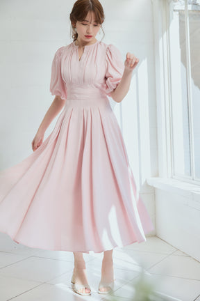[sakura pink] [Shipping in early May] Fountain Lace Up Bow Dress