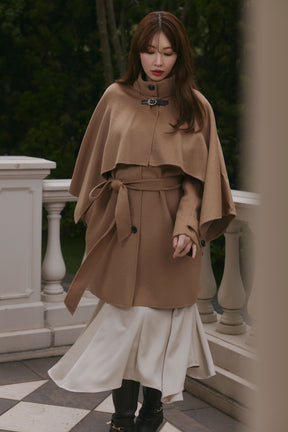 【10月下旬発送】Wool Rever Layered Cape Coat