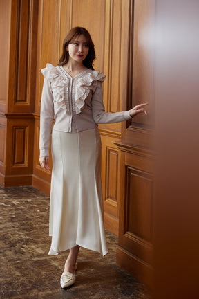 [Ships mid-January]Ruffle Pleated Knit Cardigan