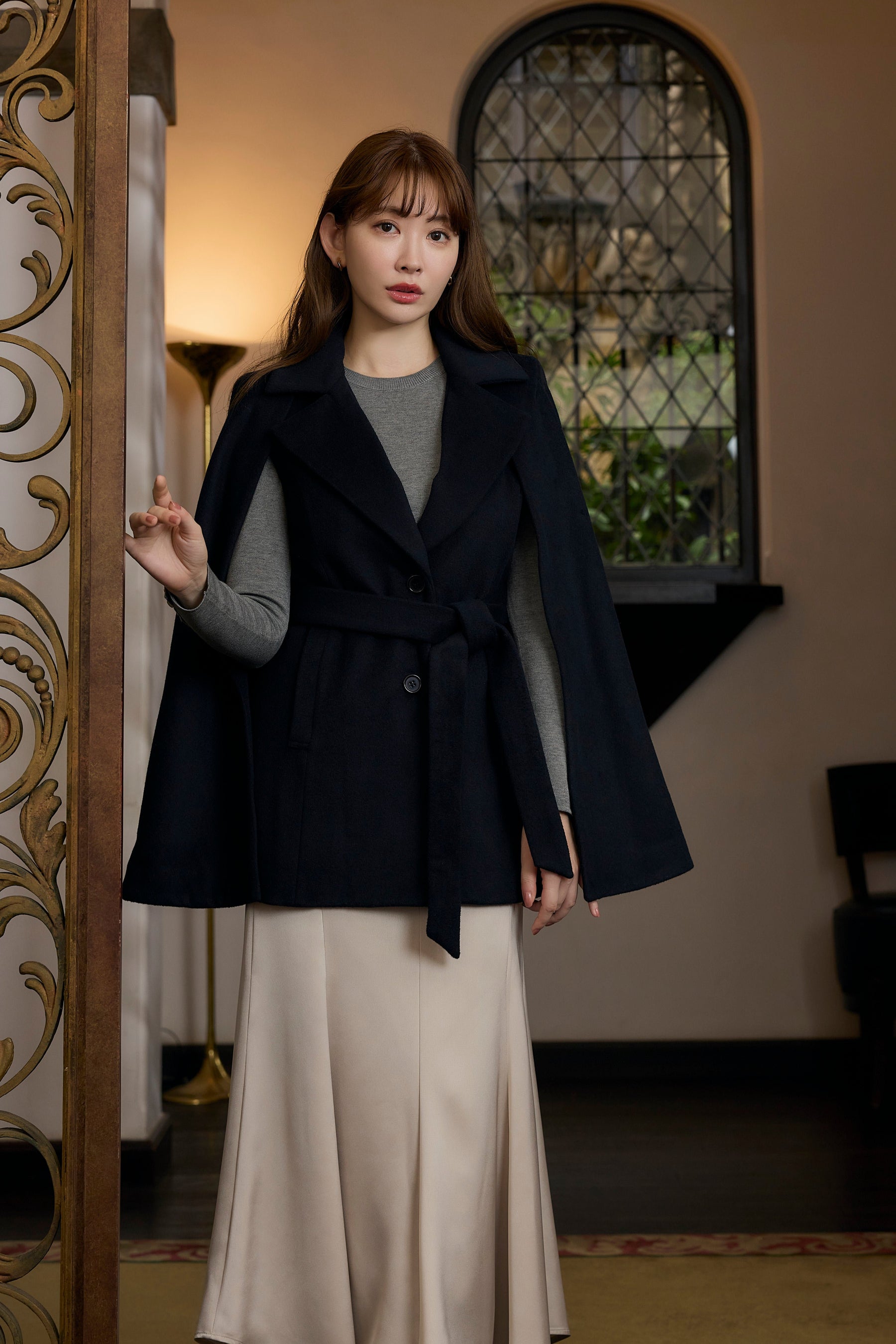 Two-Way Belted Cape Coat