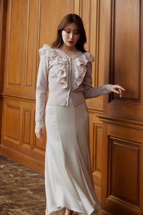 [Ships mid-January]Ruffle Pleated Knit Cardigan
