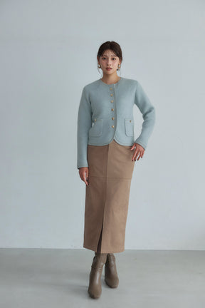 ［Essentia］Suede Slit Long Skirt