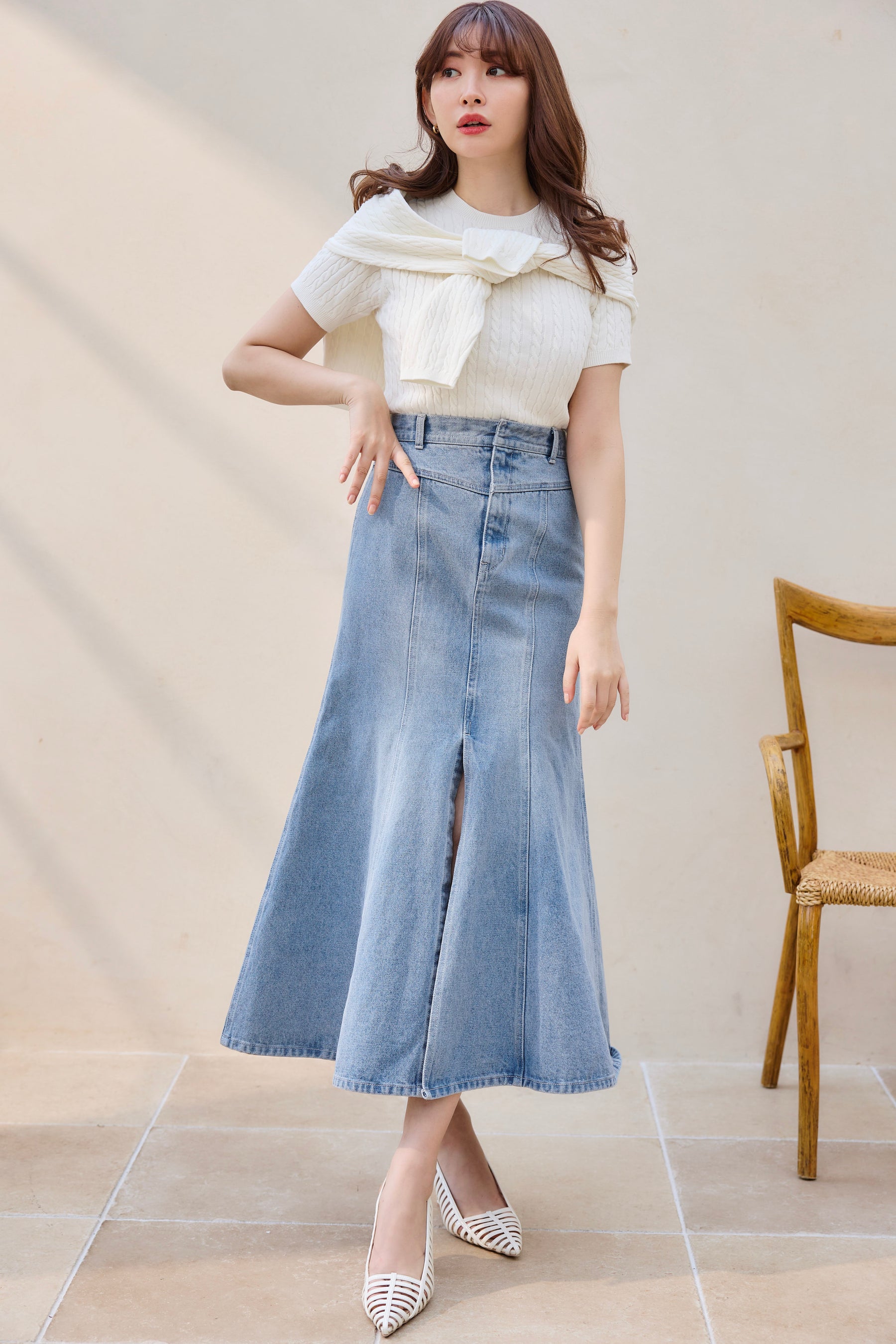 新品タグ付きMermaid Slit Denim Skirt スカート