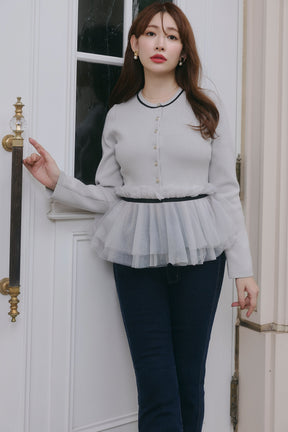 Daria Tulle Frill Knit Cardigan