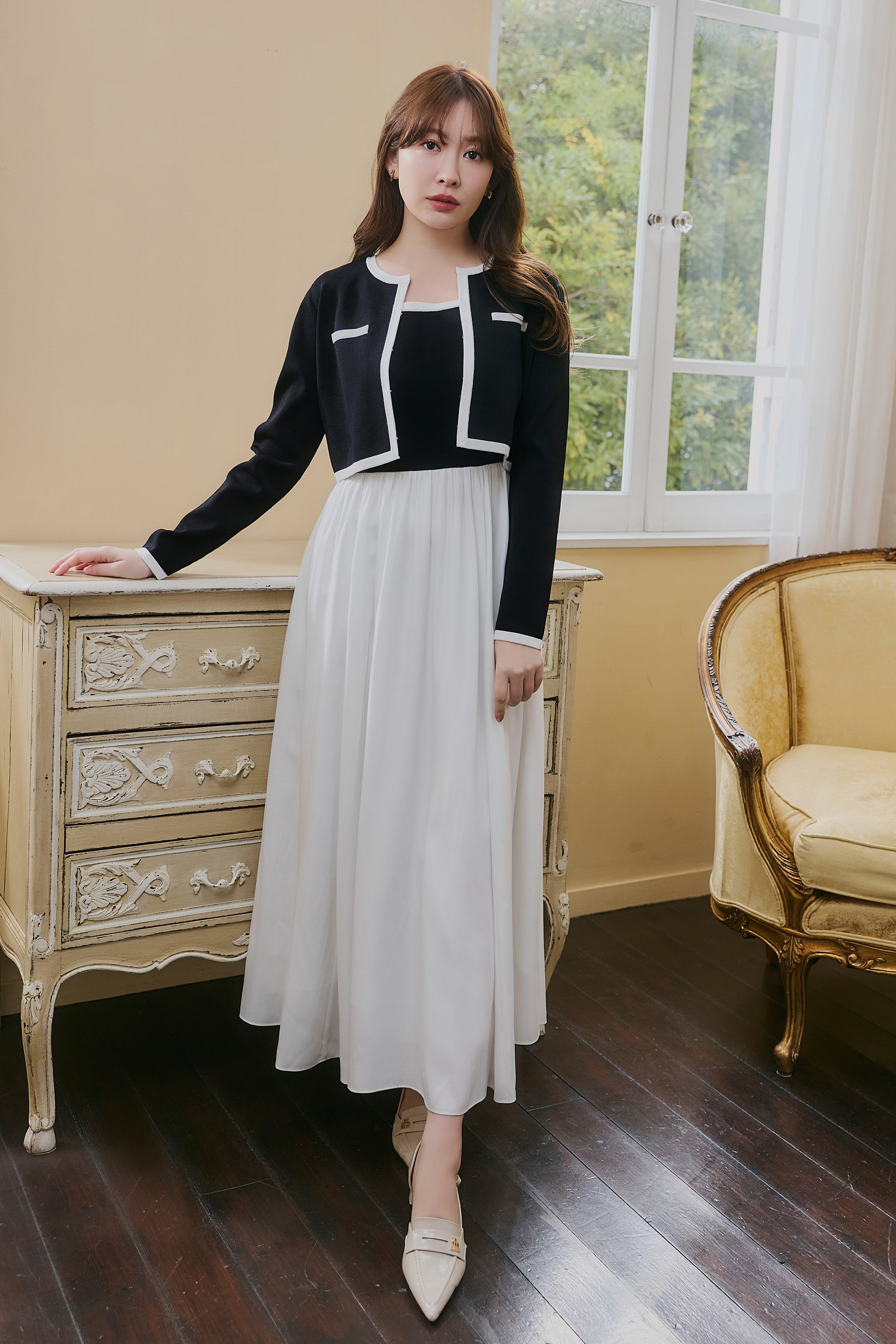 【2月上旬發送】【新色】Bicolor Knit Dress Set