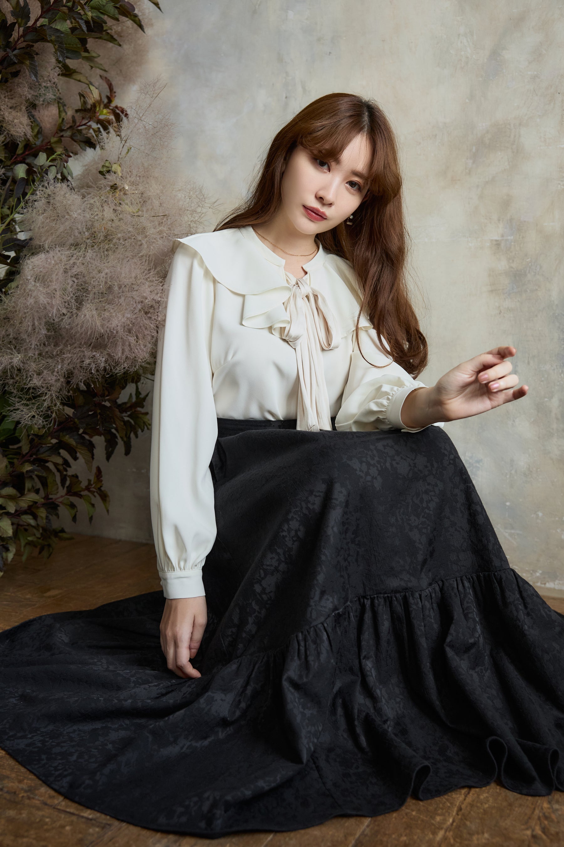 herlipto ♡ Cotton-Blend Voile Maxi Skirt - ロングスカート