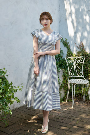 Kerry Striped Ruffle Dress