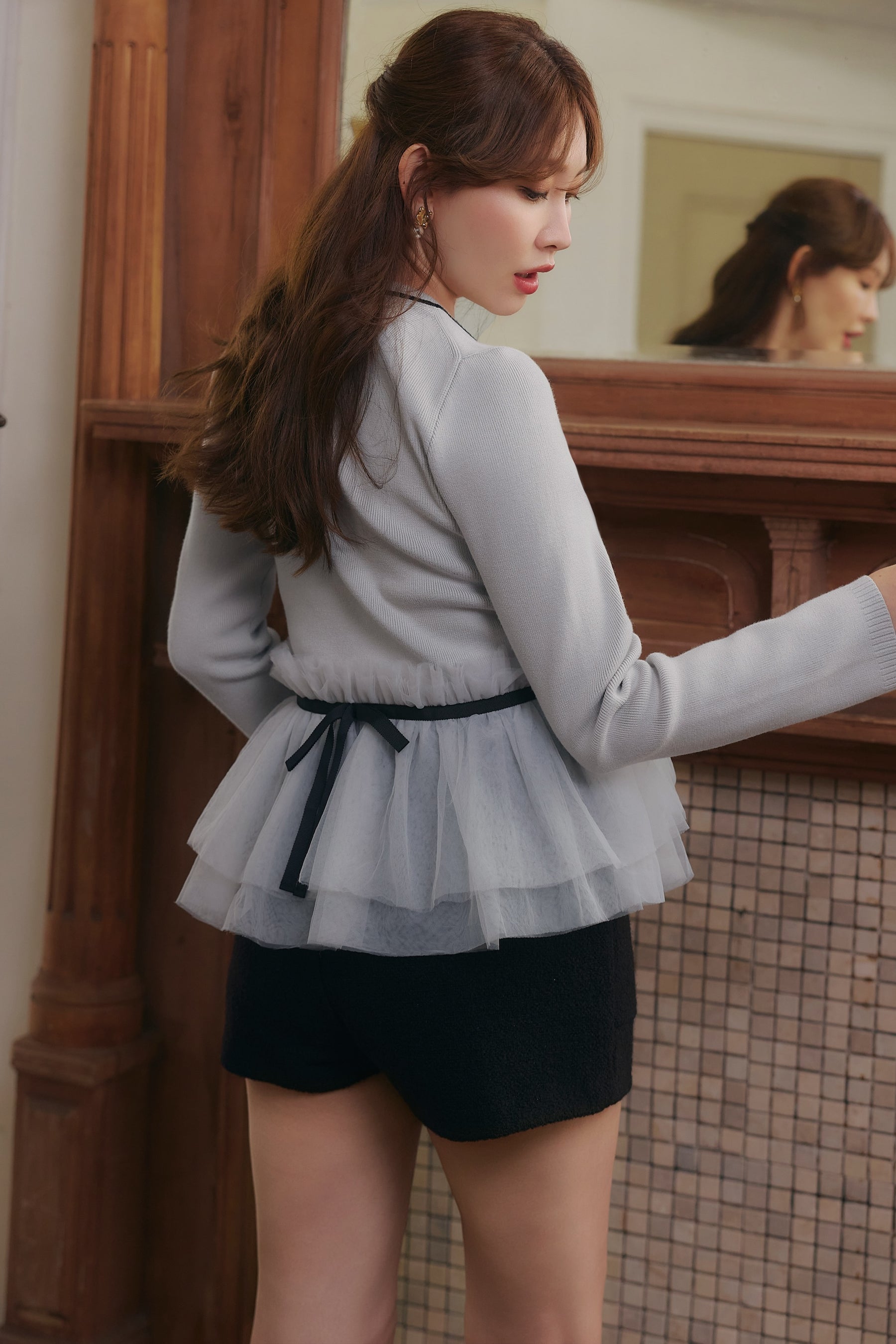Daria Tulle Frill Knit Cardigan
