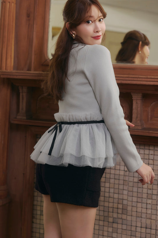 Daria Tulle Frill Knit Cardigan