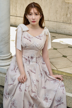 【新色】Sunflower-Printed Midi Dress