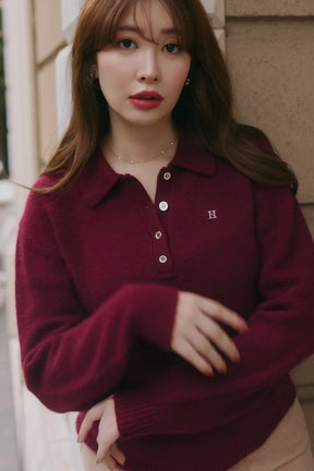 Classic H Logo Knit Polo Top