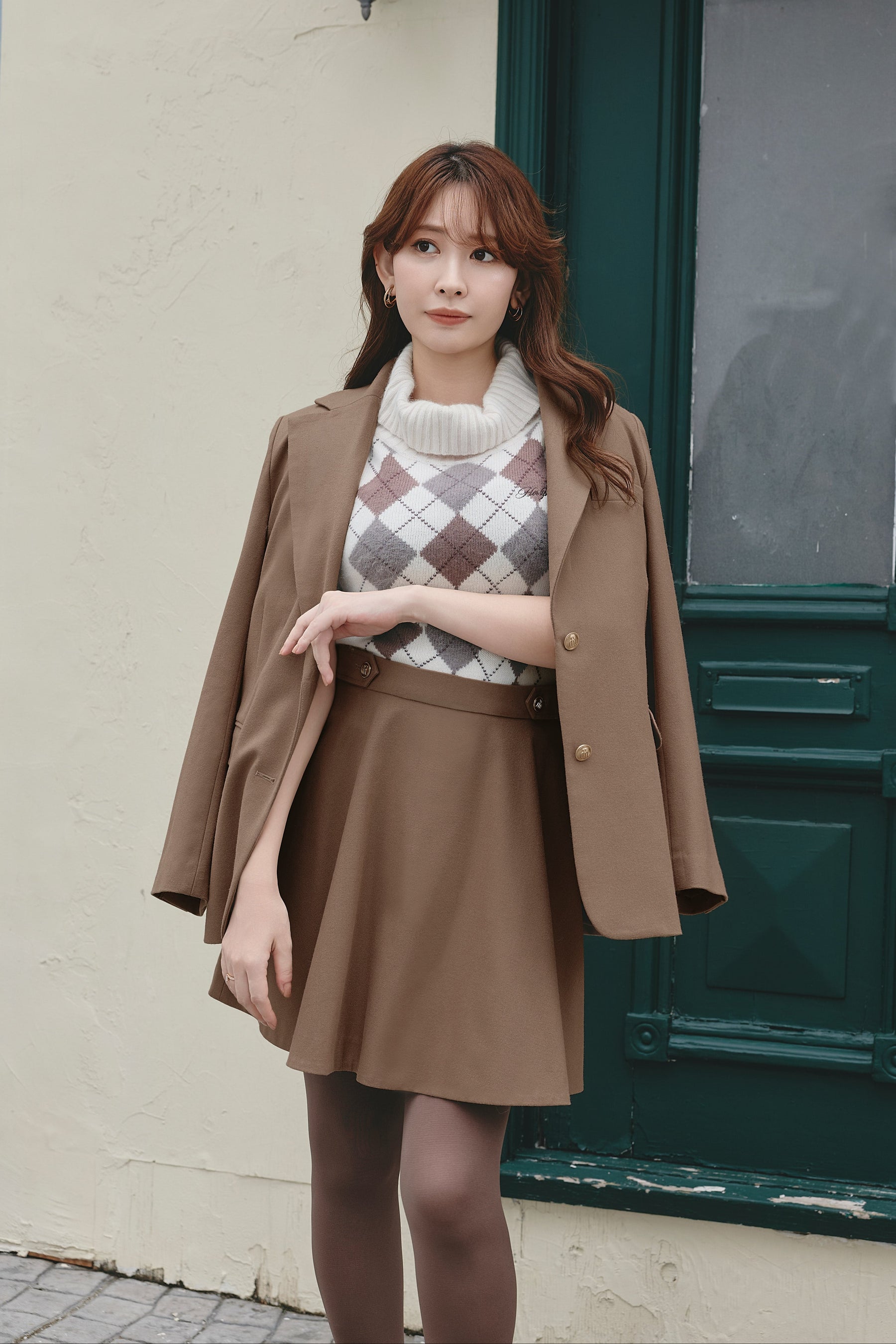 Simone Flared Wool-Blend Mini Skirt