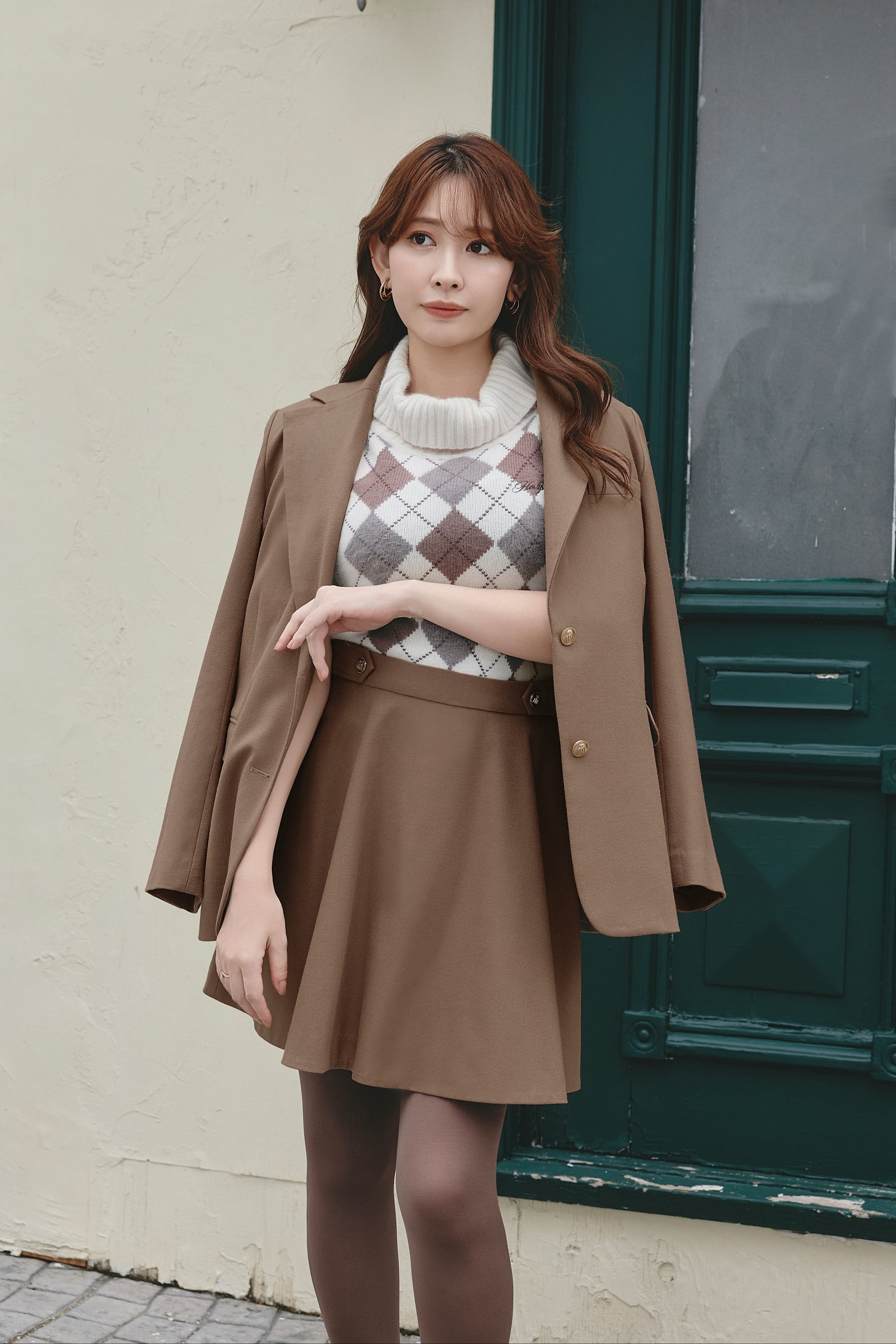 Pia Argyle Knit Top