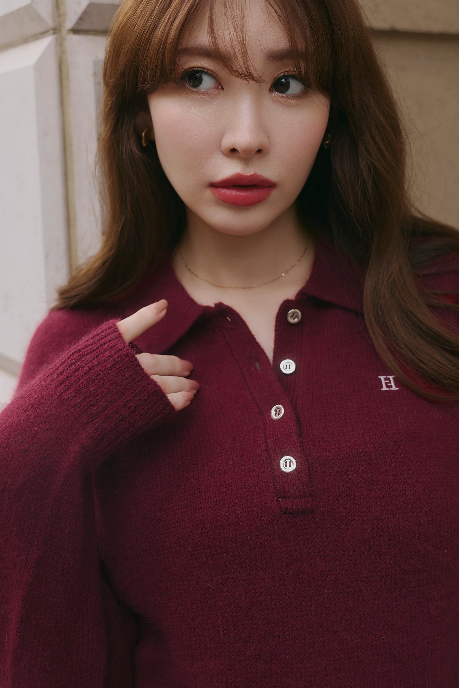 Classic H Logo Knit Polo Top