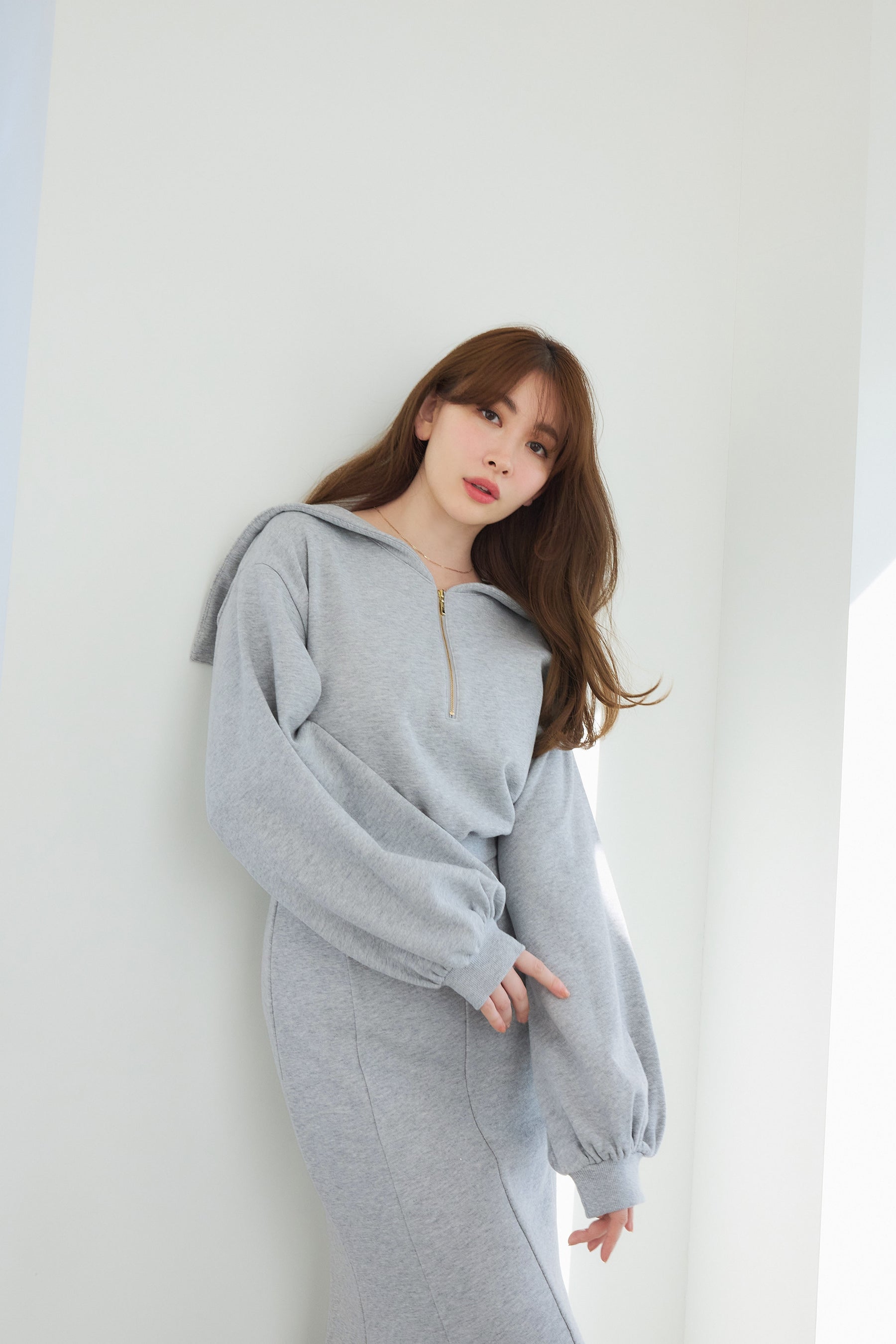 [New color] Half Zip Sweat Dress