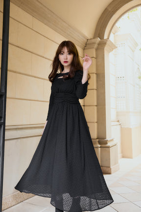 Jacquard Cut-Out Chiffon Dress