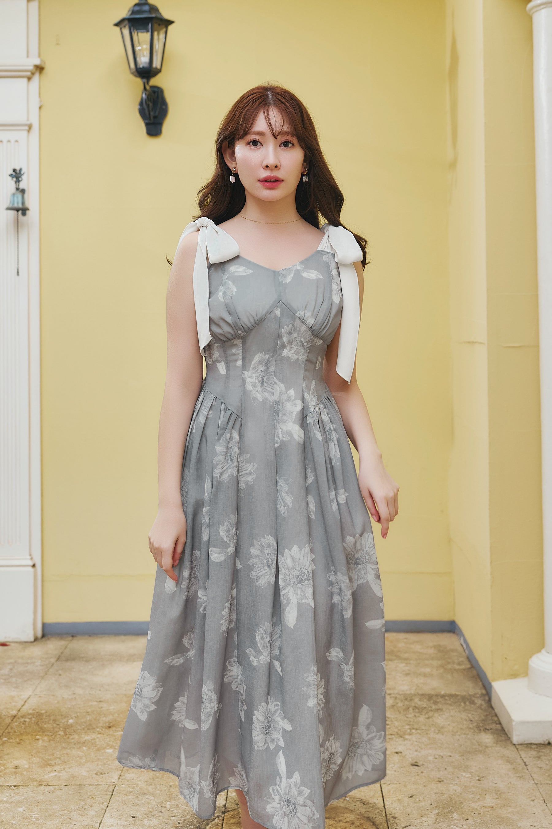 5月中旬発送】【新色】Sunflower-Printed Midi Dress
