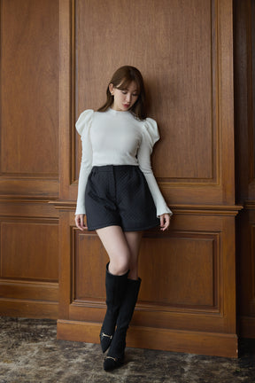 【新色】Volume Sleeve Rib Knit Top