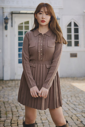 【10月中旬発送】Margot Pleated Knit Mini Dress