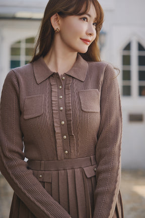 【10月中旬発送】Margot Pleated Knit Mini Dress