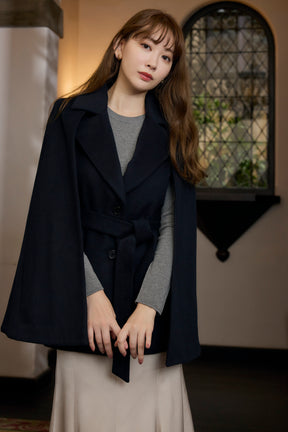 Two-Way Belted Cape Coat