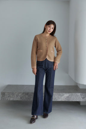 ［Essentia］Gold Emblem Button Knit Jacket