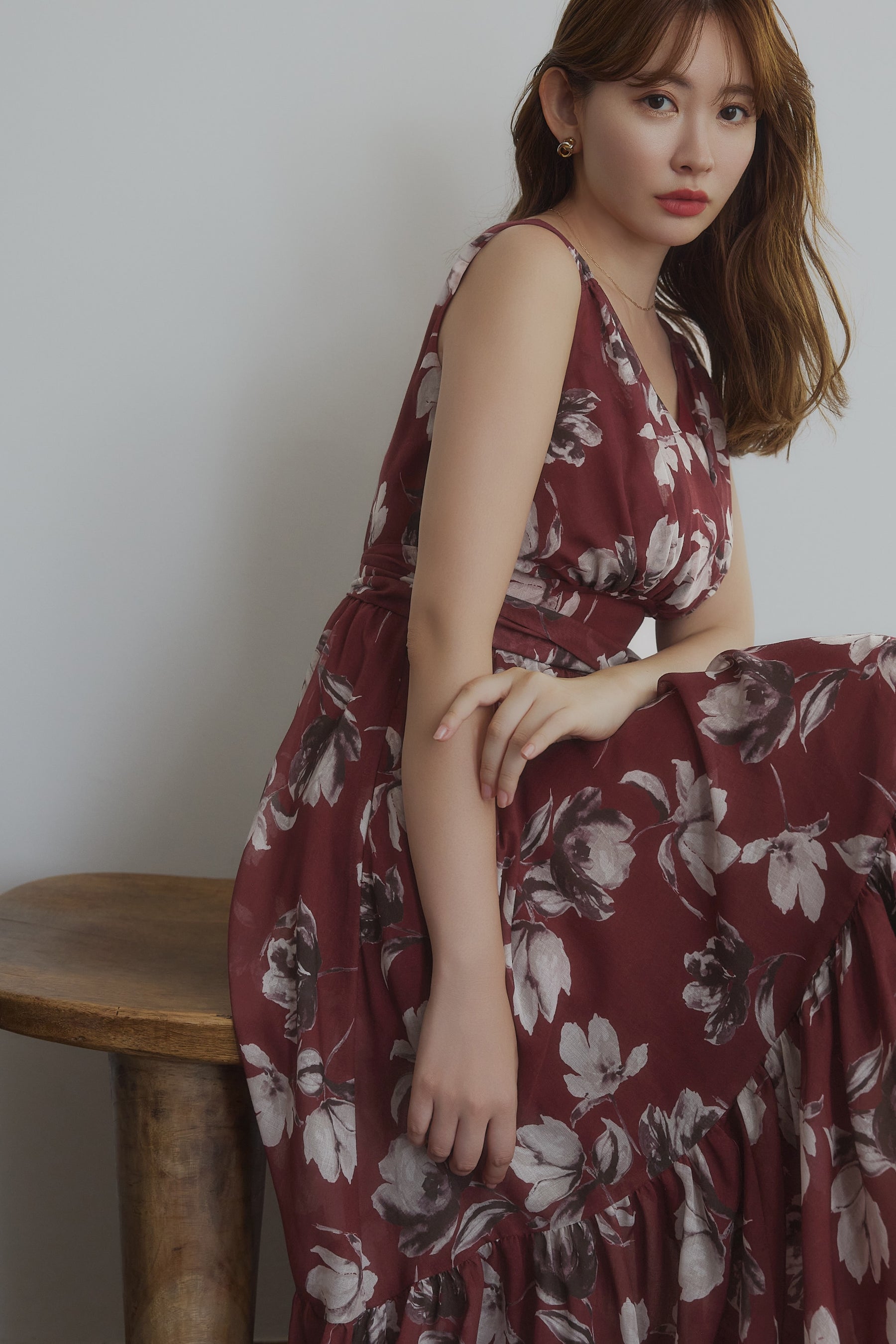 ワンピース Anemone Cache-Coeur Long Dress 8月下旬発送】【mocha pink / rouge】Anemone Cache-Coeur Long