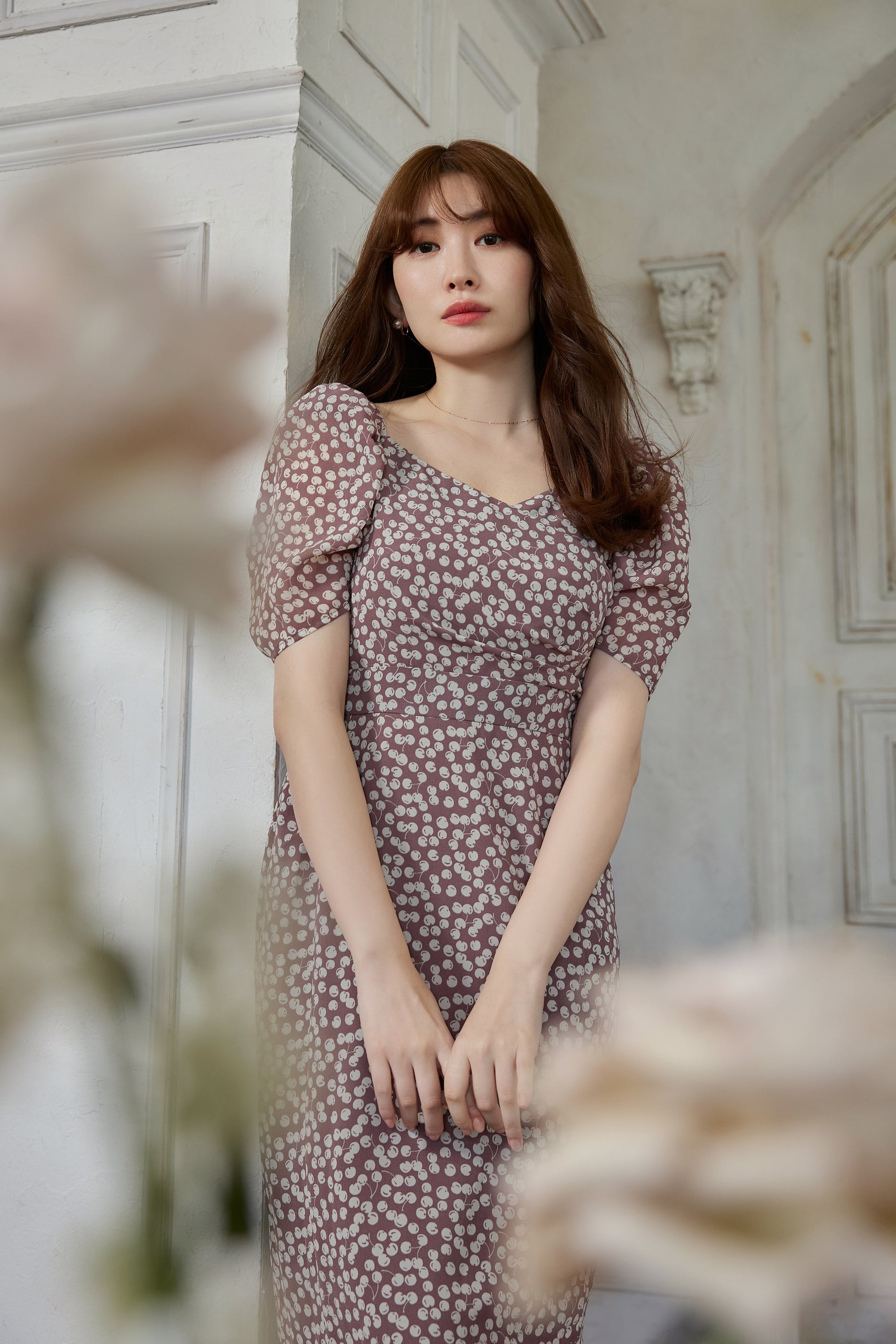 フラワープリント Cherry Pattern Cache-Coeur One-Piece - crumiller.com