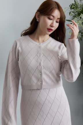 Diamond Pattern Knit Dress Set