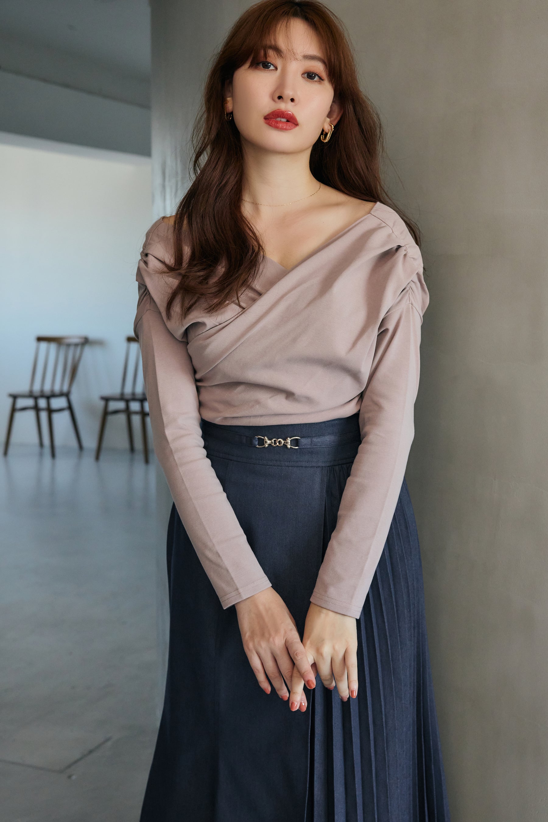 [New color] Asymmetric Cotton-blend Jersey Top