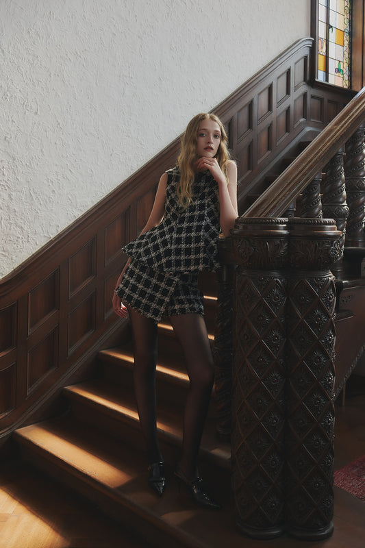 【9月中旬発送】Vol.1 Check Tweed Peplum Shorts