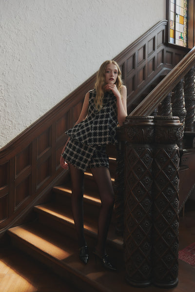 Vol.1 Check Tweed Peplum Shorts