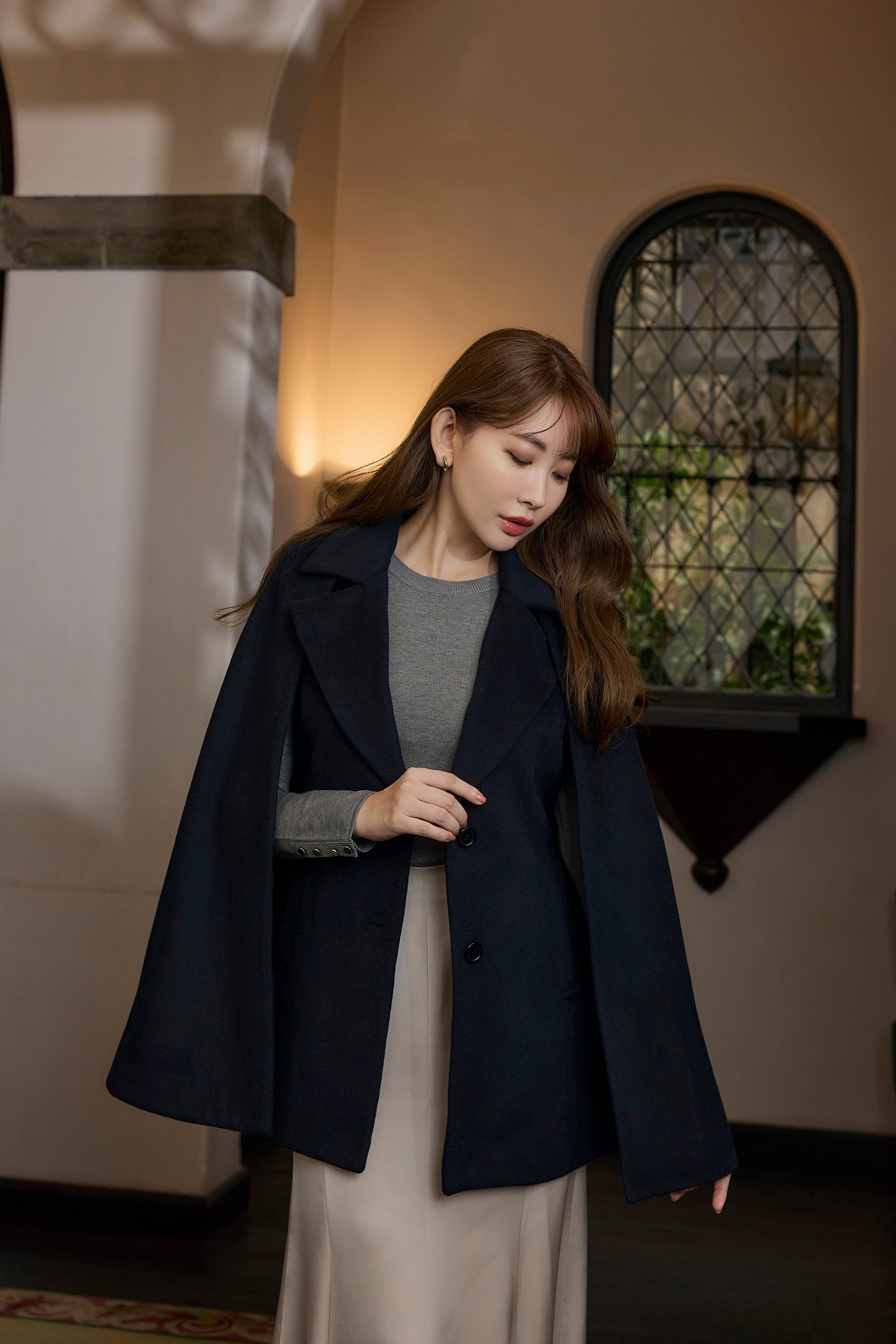 Two-Way Belted Cape Coat