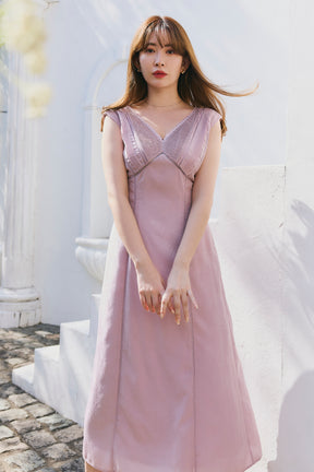 Lace Trimmed Jacquard Dress
