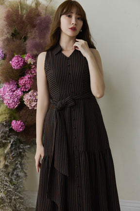 Striped Sleeveless Long Dress