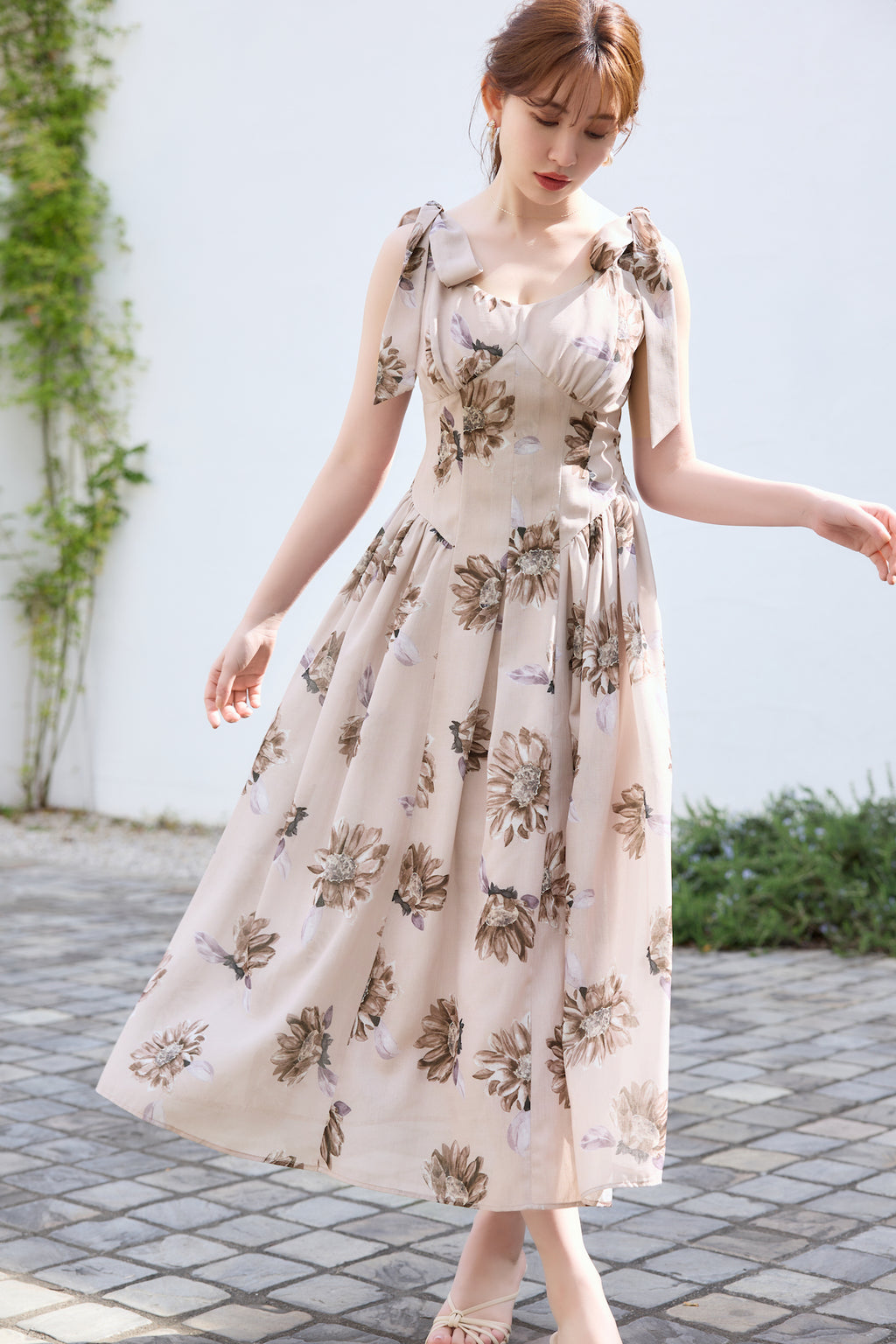 小物 安い - herlipto Sunflower-Printed Midi Dress - 最安値特売