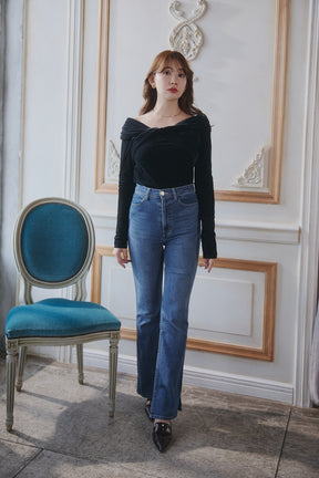 Twisted Gathered Velour Top