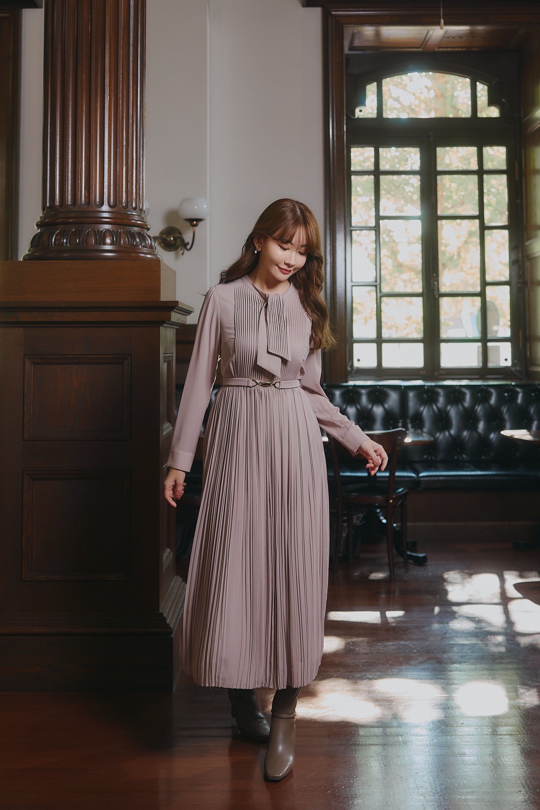 Viola Bow Pleated Dress