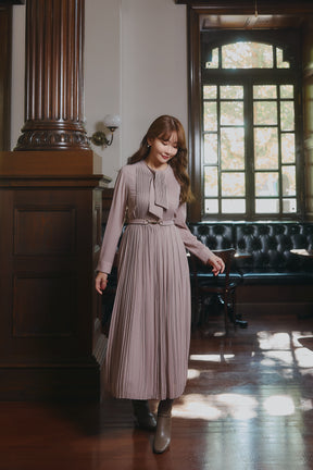 Viola Bow Pleated Dress