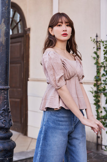 Lace Trimming Cotton Blouse