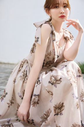 【新色】Sunflower-Printed Midi Dress