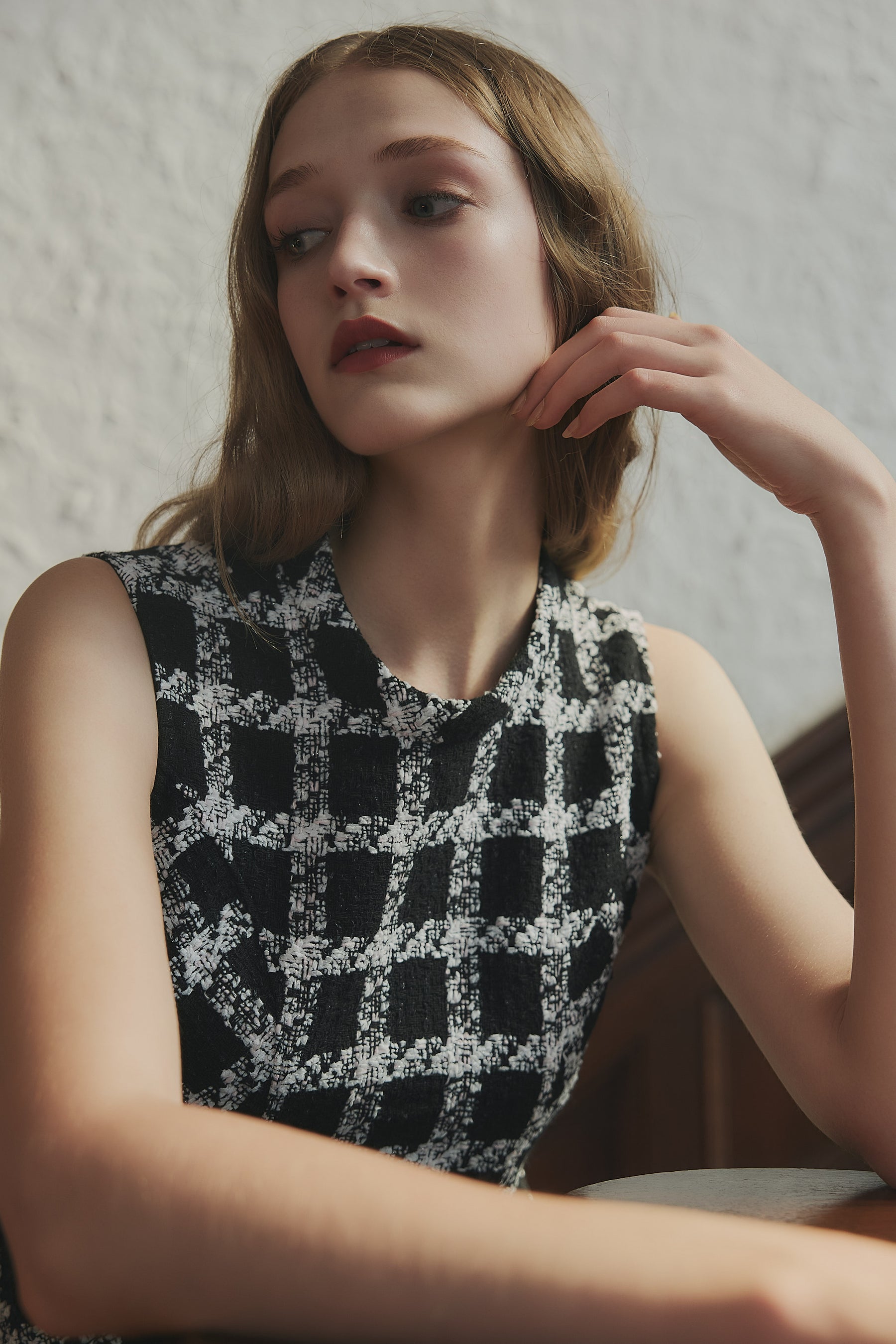 【9月中旬発送】Vol.1 Check Tweed Peplum Top
